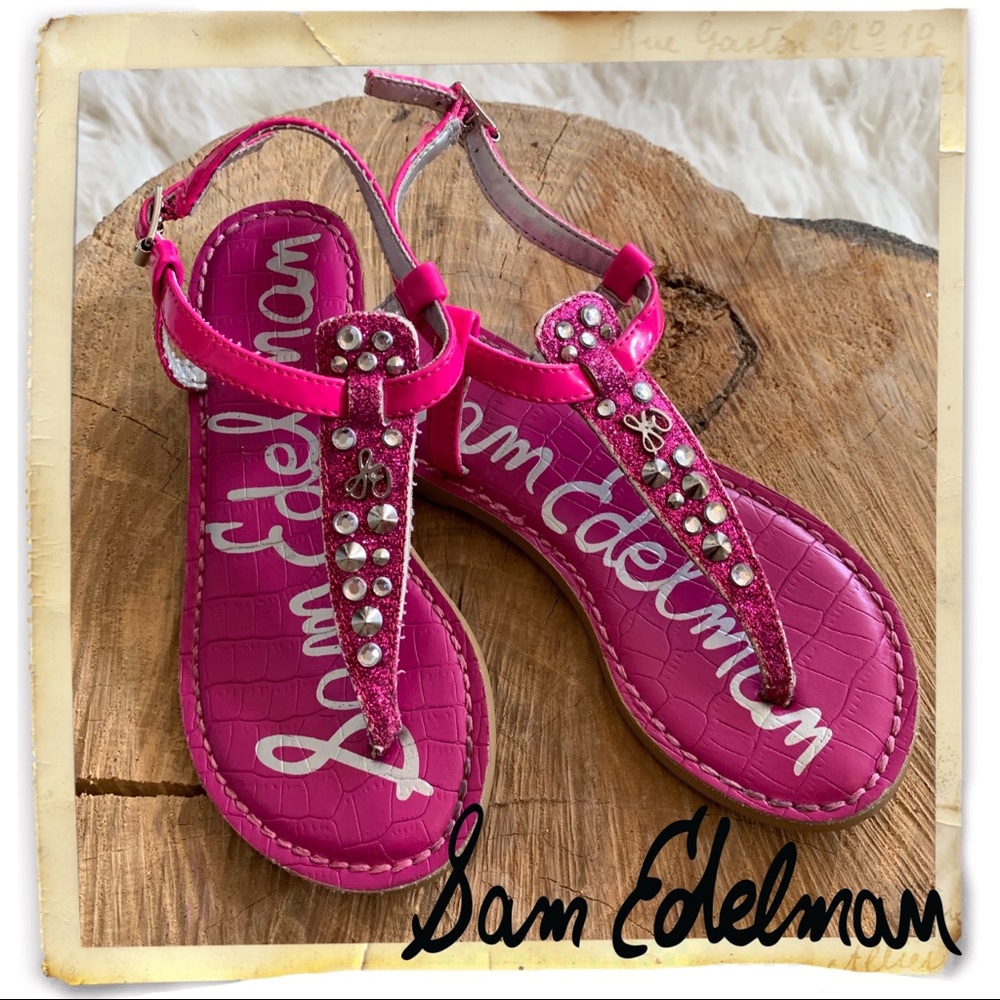 Sam Edelman Gigi Pink Glitter Rhinestone Sandals